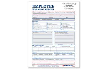 Employee Warning 1 Part Imprinted