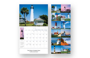 Lighthouse Wall Calendar Stapled