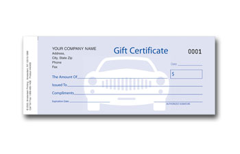 New Auto Design Gift Certificate